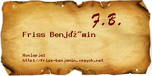 Friss Benjámin névjegykártya